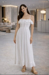White Ruffle Maxi
