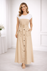Cream & White Maxi Dress