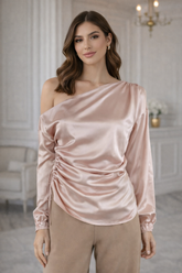 Mauve Cream Satin Blouse