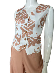 Vest cream n white set
