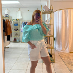 Blusa aqua ruffle