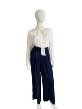 Navy Pant & Cream Blouse Set
