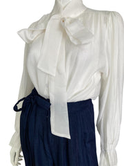 Navy Pant & Cream Blouse Set