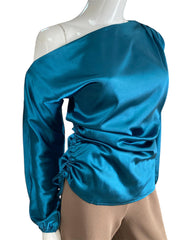 Blue satin blouse