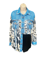 Denim animal print top
