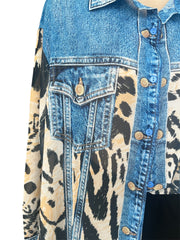 Denim animal print top