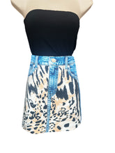 Denim animal print skirt
