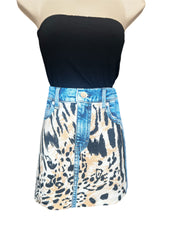 Denim animal print skirt