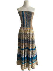 Yellow Blue Strapless Gitana Dress