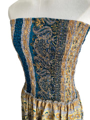 Yellow Blue Strapless Gitana Dress