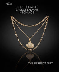 The tri-layer Shell Pendant Necklace