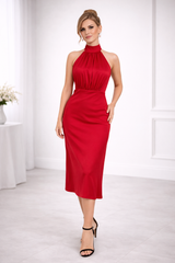 Red High Neck Dress