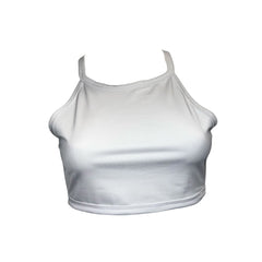 White Halter Open Back Sports Bra