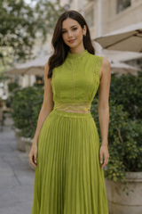 Green Pleated Skirt Set