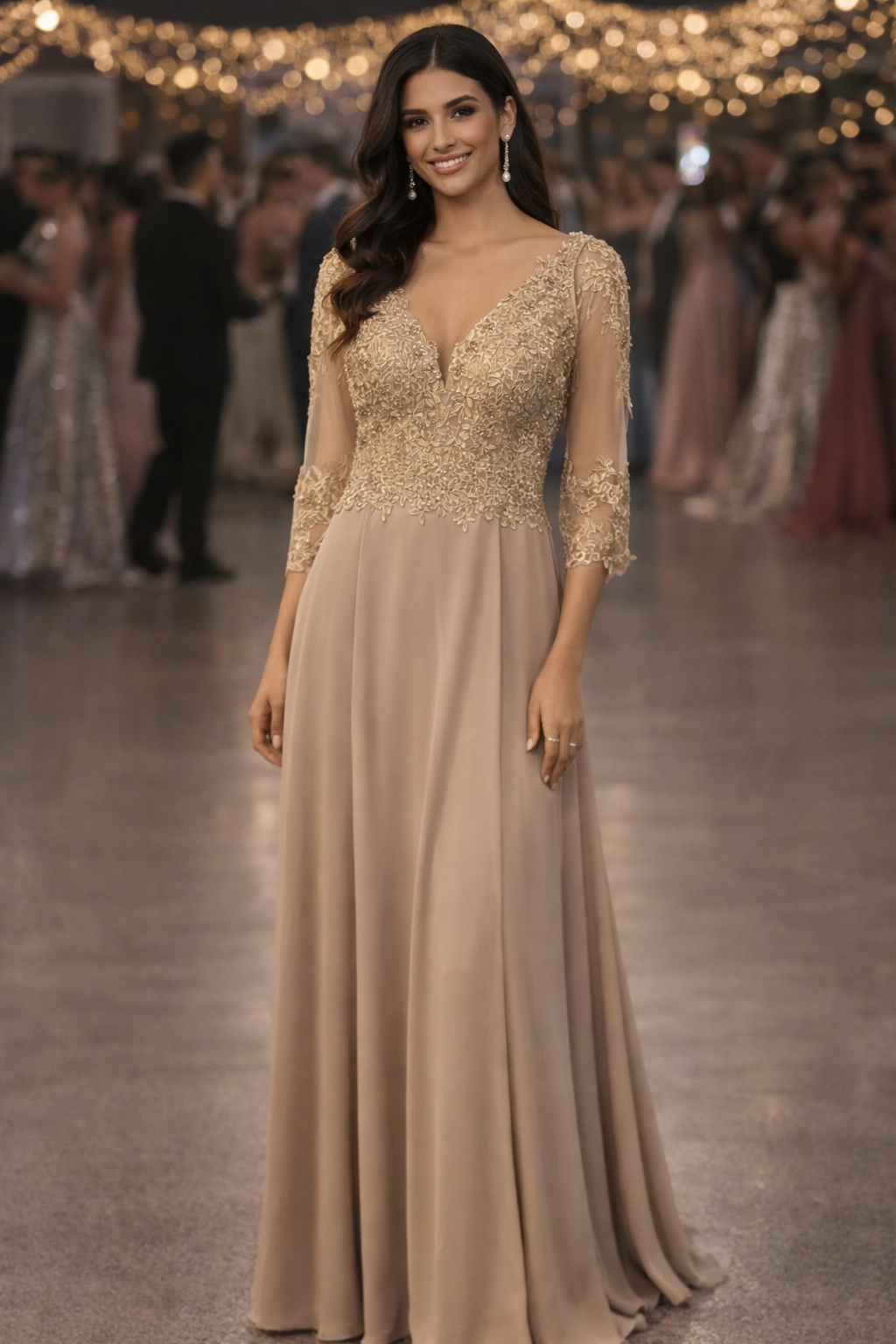 Nude Gold Formal Dress