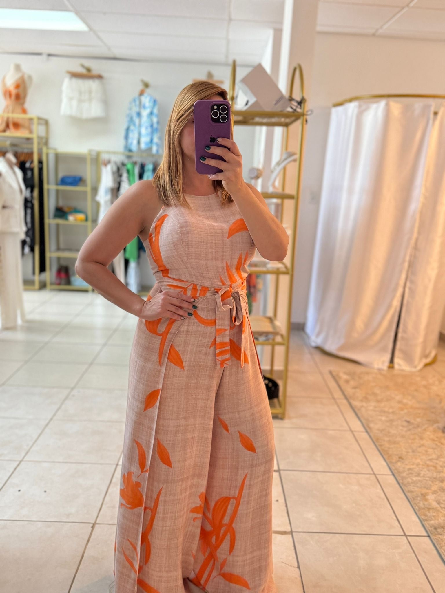 Leaf Jumpsuit orange