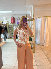Vest cream n white set
