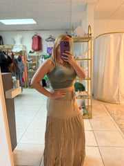 Créme long skirt