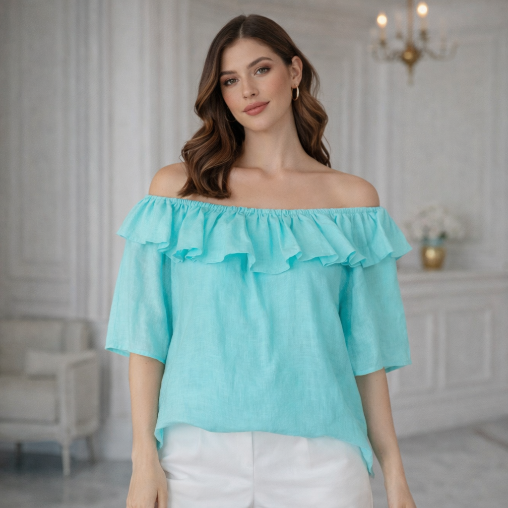 Blusa aqua ruffle