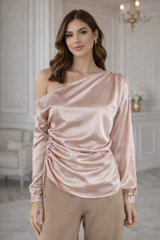 Mauve Cream Satin Blouse
