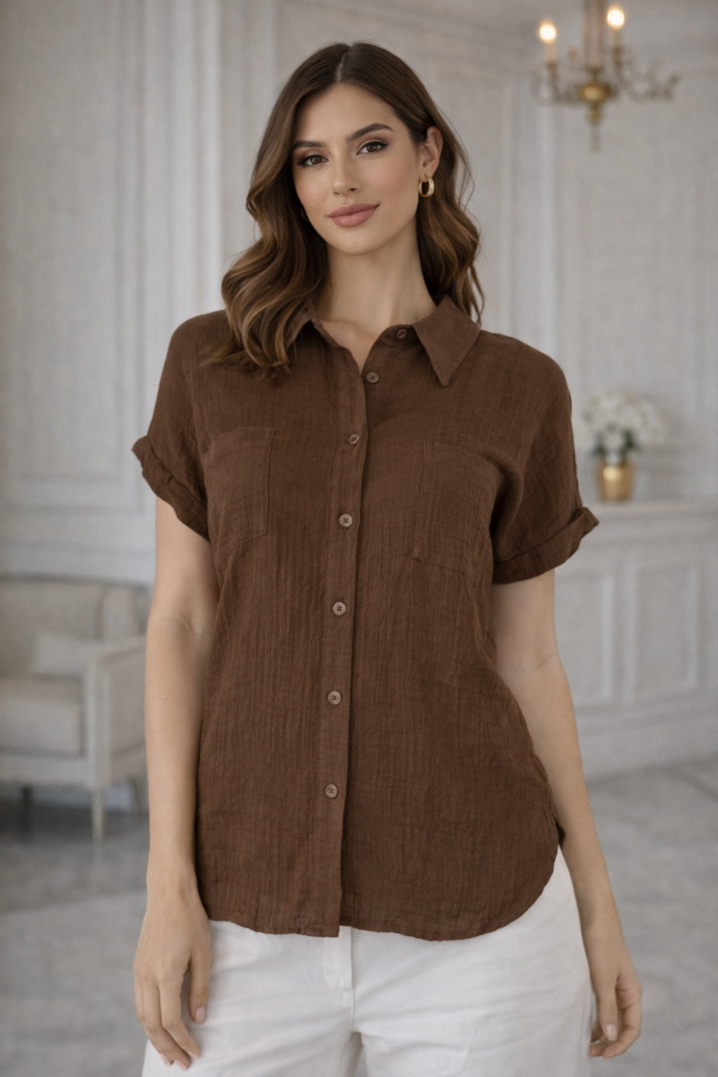Brown casual blouse