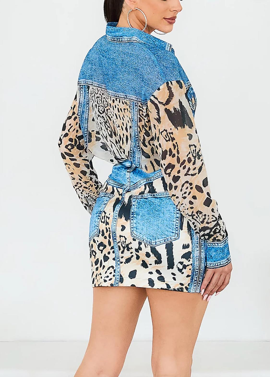 Denim animal print set