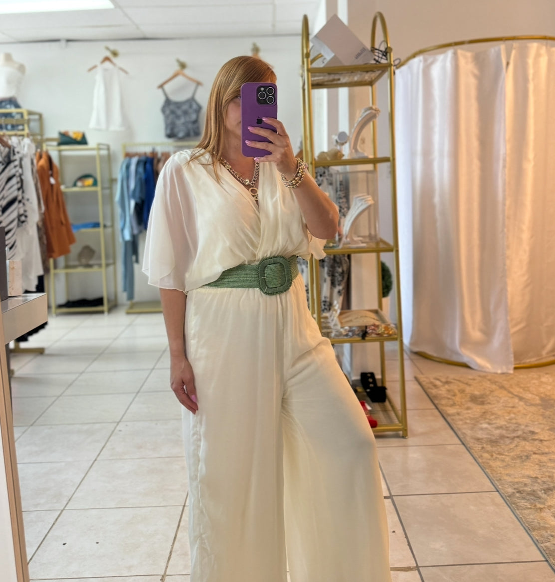 Beige Chiffon Jumpsuit