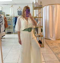 Beige Chiffon Jumpsuit