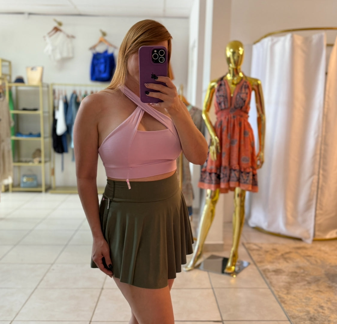 Light Pink Halter Sports Bra