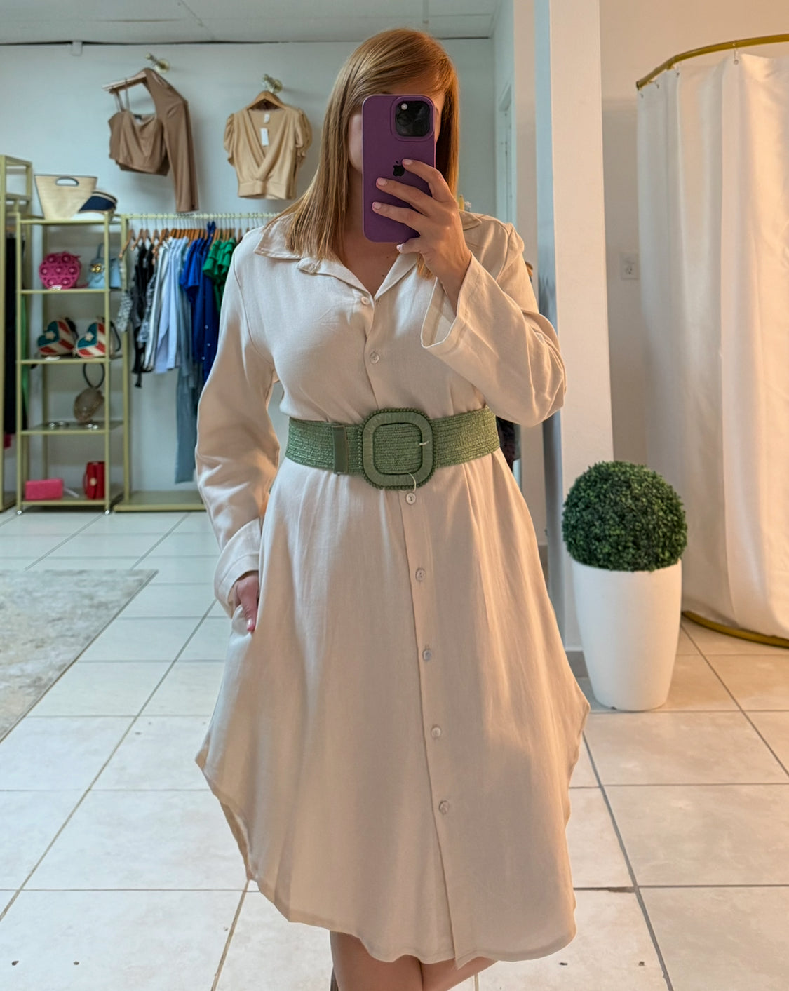 3/4 beige dress