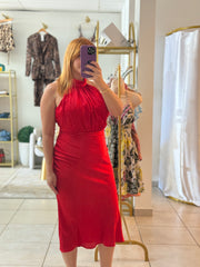 Red High Neck Dress