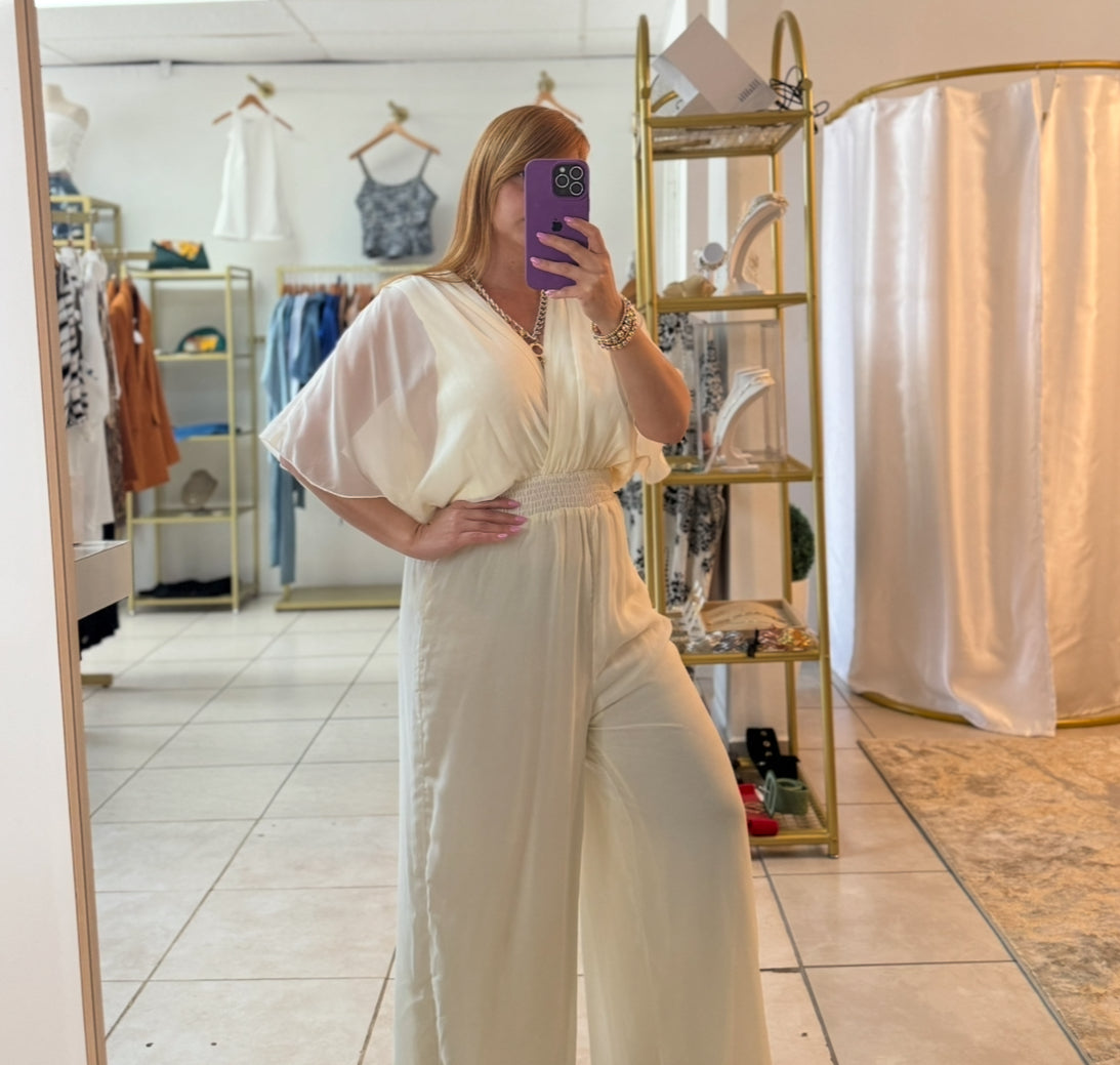 Beige Chiffon Jumpsuit