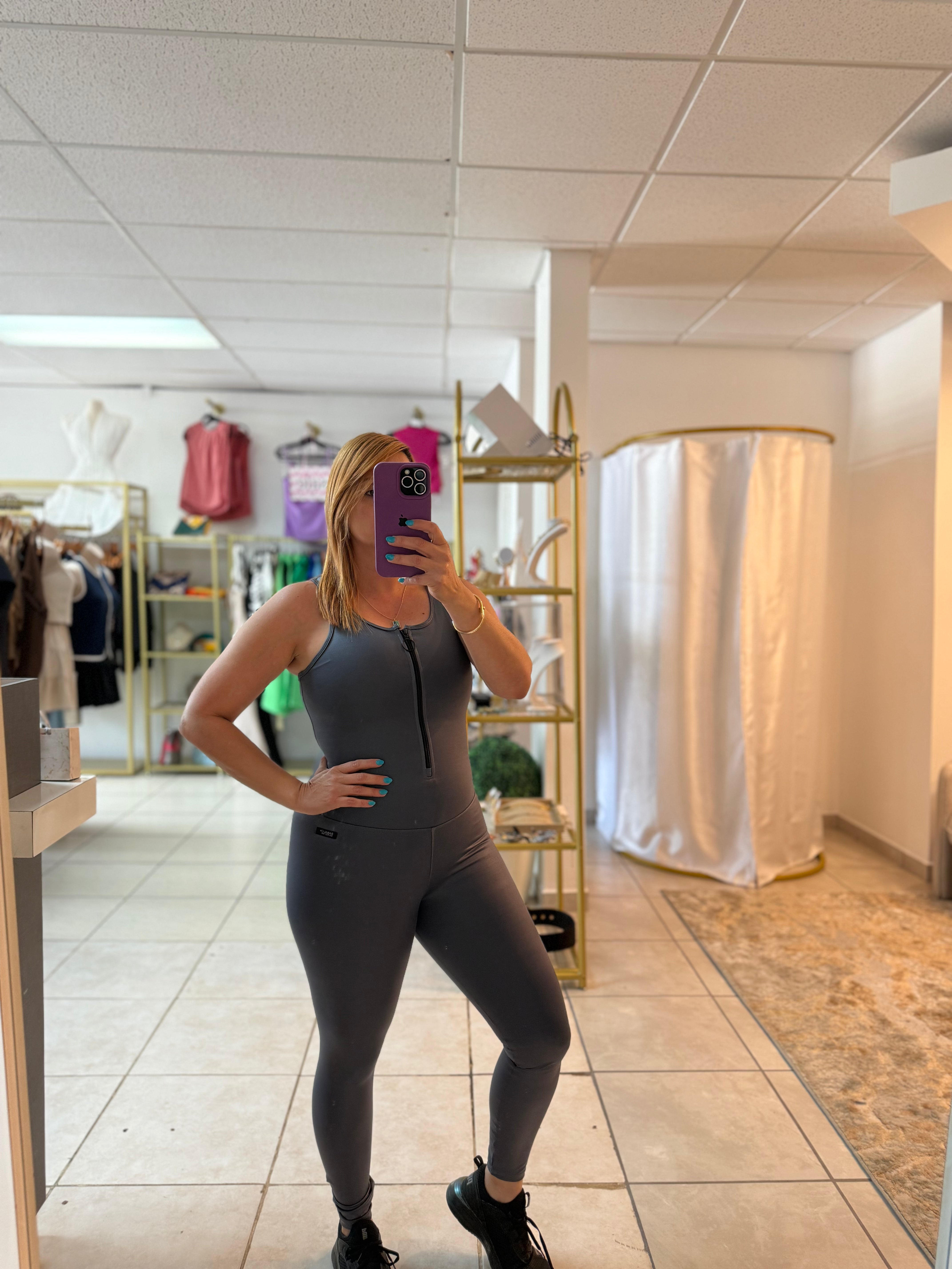 Grey one piece fitness