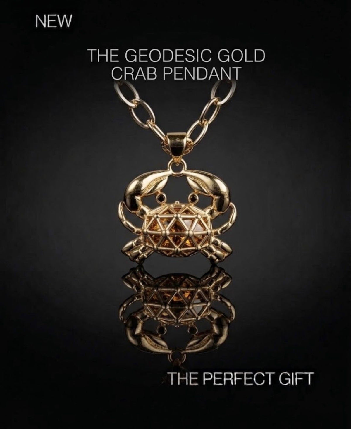 The Geodesic Gold Crab Pendant