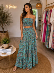 Mint maxi skirt set