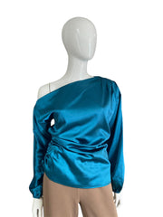 Blue satin blouse