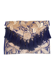 Blue and gold mexican flowers handbag