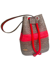 Red and brown handbag