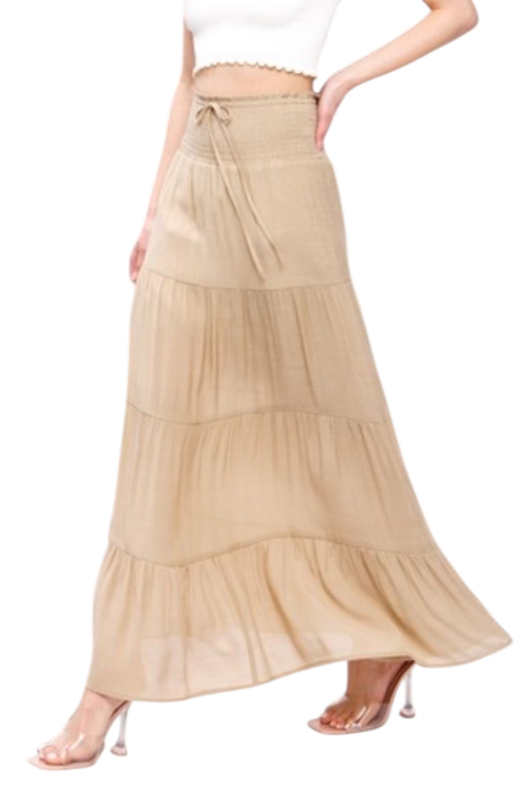 Créme long skirt