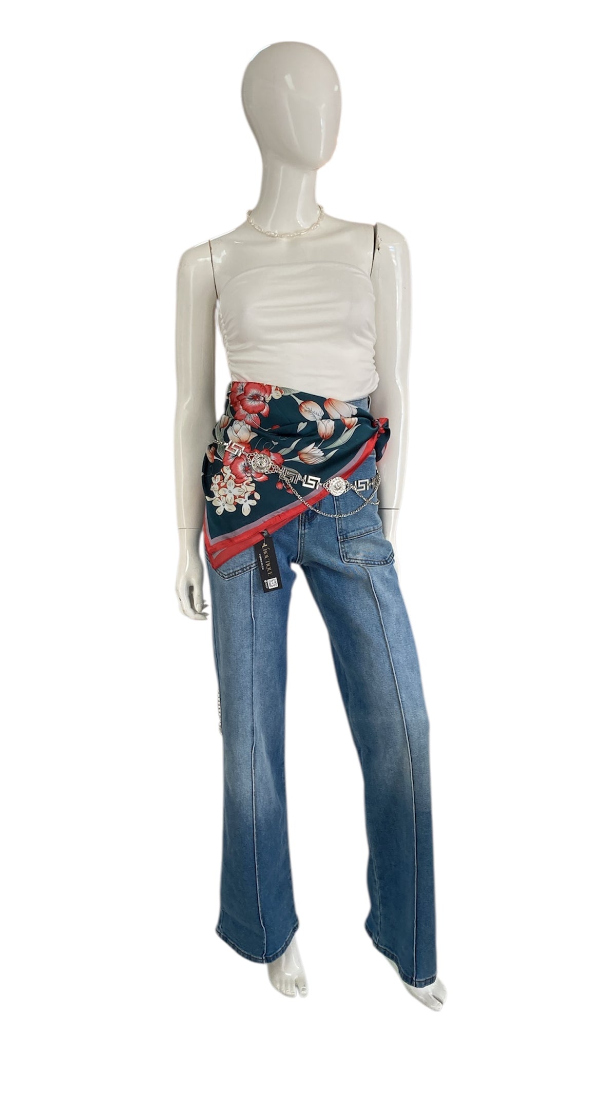 Navy floral Pañoleta
