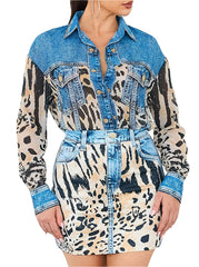 Denim animal print set