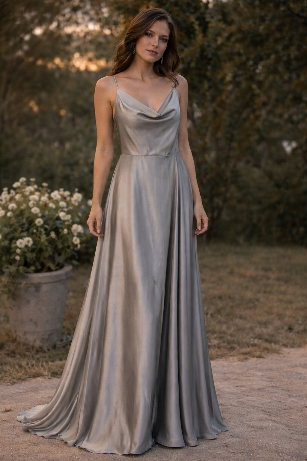 Sterling Glow Satin Gray Dress