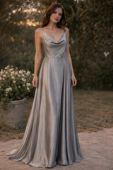 Sterling Glow Satin Gray Dress