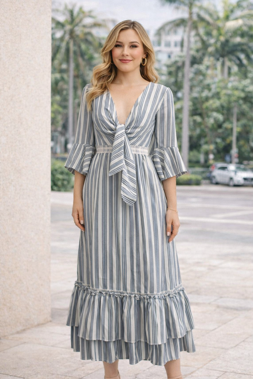 Blue & White Striped Dress