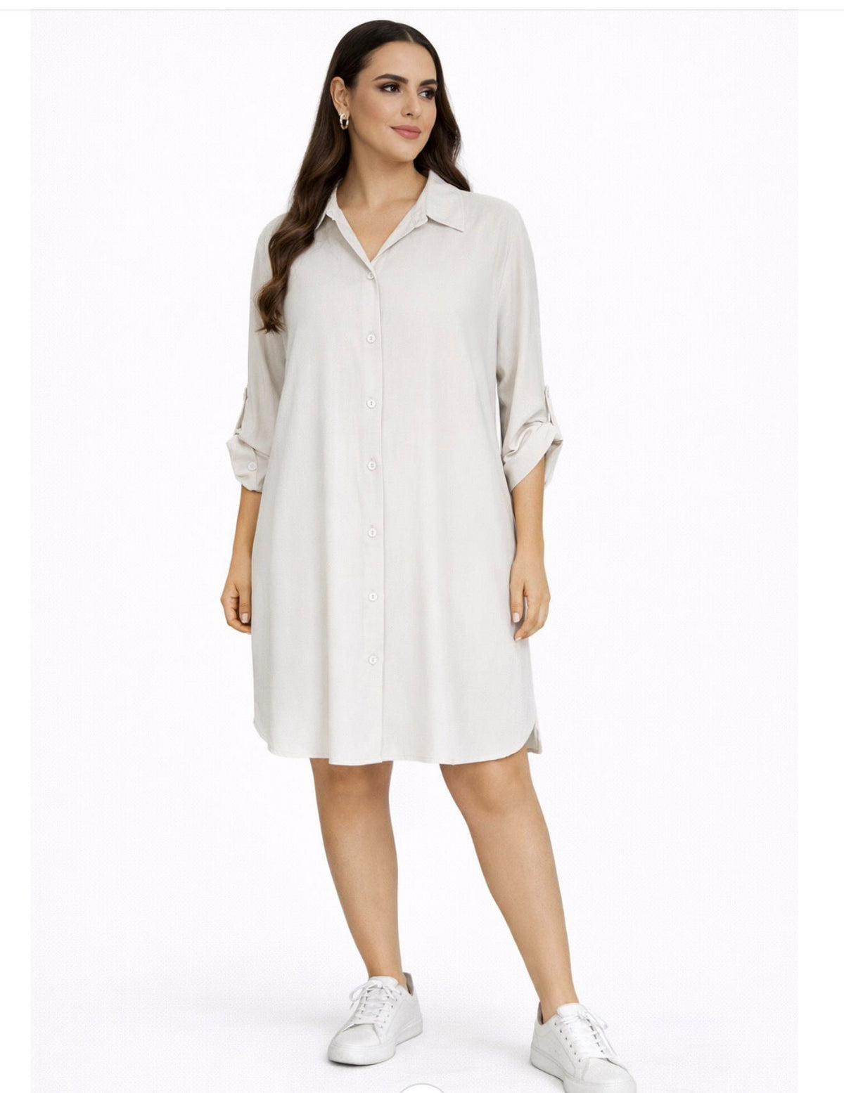 Beige dress flowy