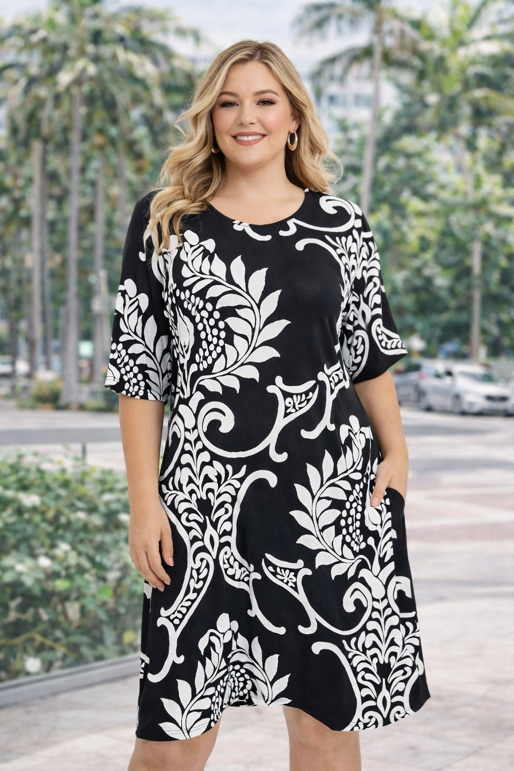 Floral Black Tunic Dress