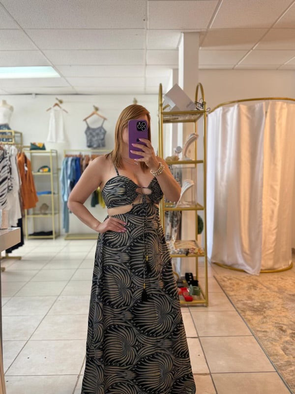 Blak & grey palm gitano dress