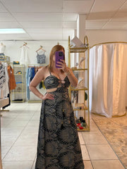 Blak & grey palm gitano dress